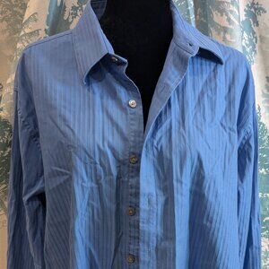 Kenneth Cole Reaction Slim Fit Dress Shirt XL 17.5 34 35 Blue Stripe